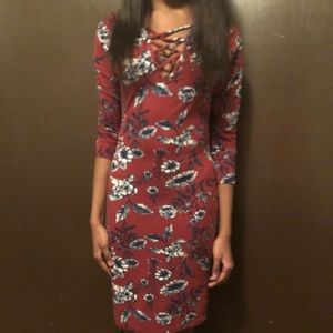 Burgundy floral dress